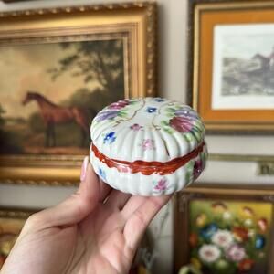 Vintage Floral Circle Trinket Dish